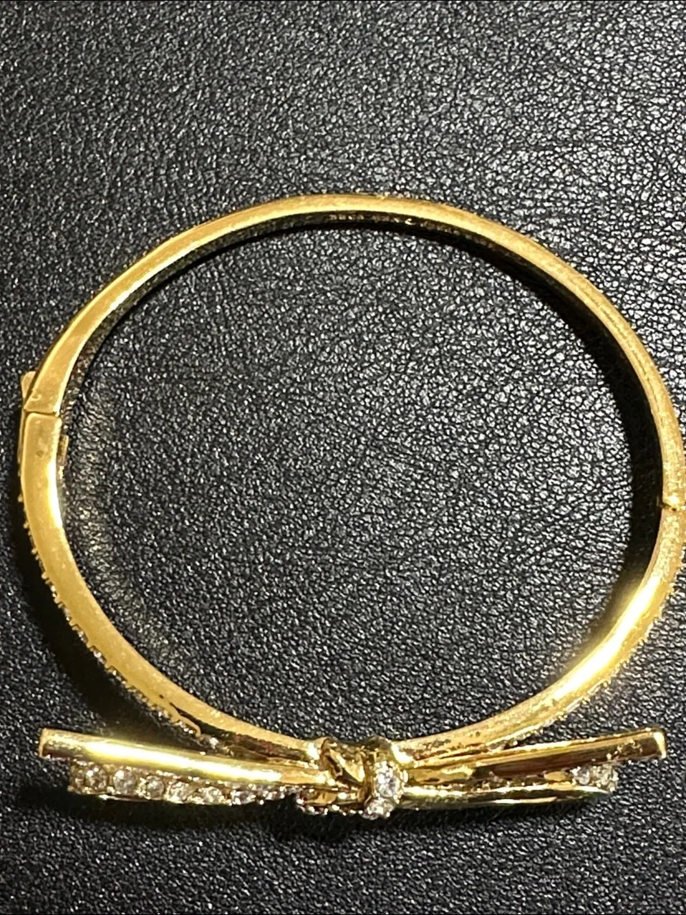 Kate Spade New York Skinny Mini Pave’ Gold Plate Bow Hinged Bangle Bracelet